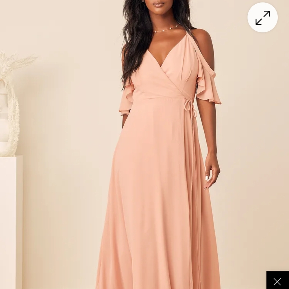 Elegant Peach Wrap Dress
